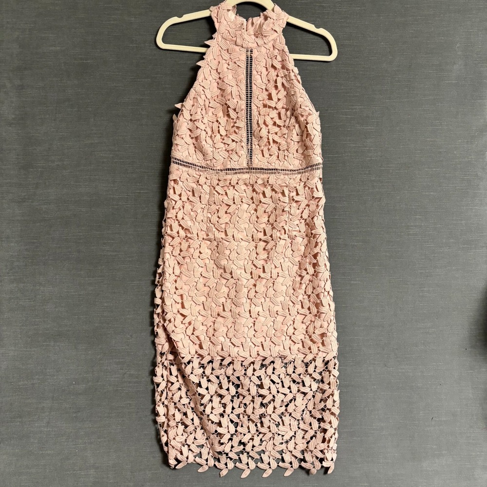 Bardot Dress 10 Pink Lace Halter Cocktail Evening Party Preppy Feminine Romantic